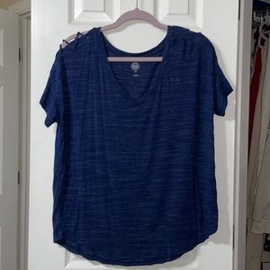 Navy Tee with crossed sleeve detail